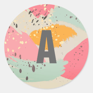 Autocollant de monogramme pour pinceau rose néon m