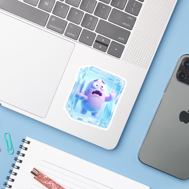 Autocollant de monstre violet 3D drôle congelé dan (Ordinateur portable avec iPhone)