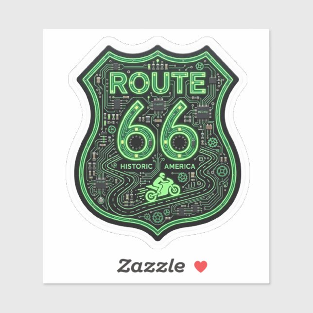 Autocollant de motard Route 66 — Route Historique  (Feuille)