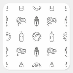 Autocollant de motif d'icône de nourriture BBQ Des