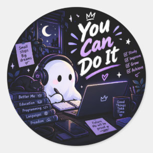 Autocollant de motivation fantôme de joueur mignon