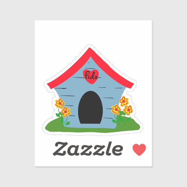 Autocollant de niche pour chien bleu rouge (Feuille)