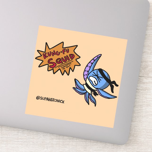 Autocollant de ninja de bande dessinée de calmar d (Détail)