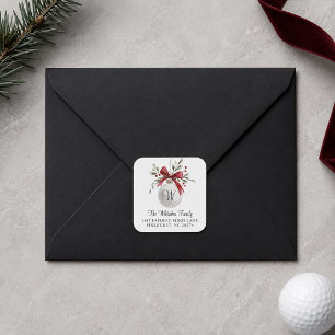 Autocollant de Noël à aquarelle de golf Adresse de