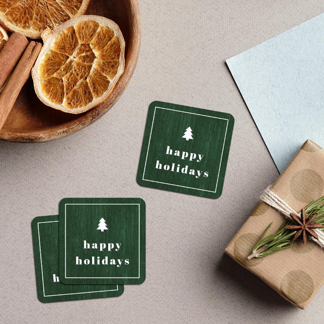 Autocollant de Noël à motif de bois rustique vert (Créateur téléchargé)