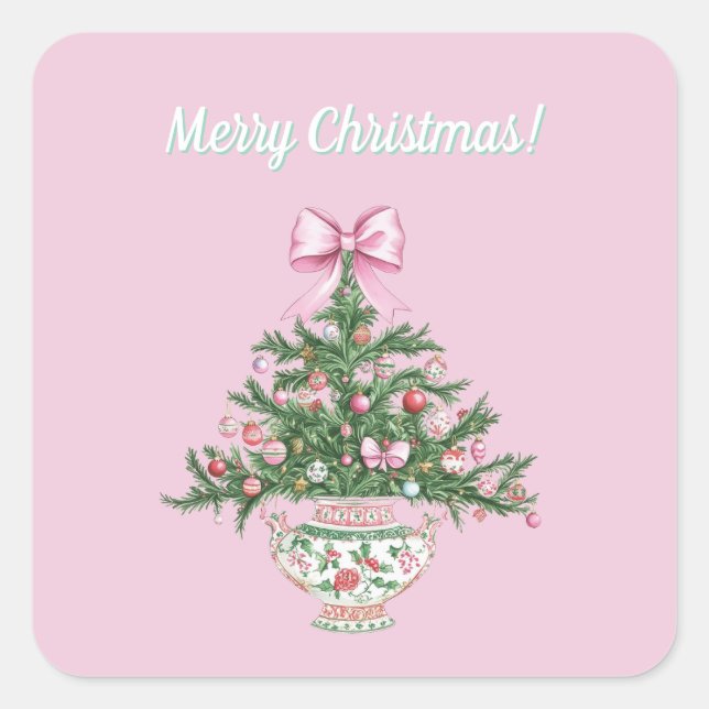 Autocollant de Noël à motif de chinoiserie (Devant)