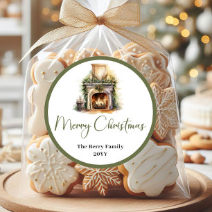 Autocollant de Noël à motif familial pastel doux a