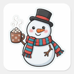 Autocollant de Noël au bonhomme de neige mignon et