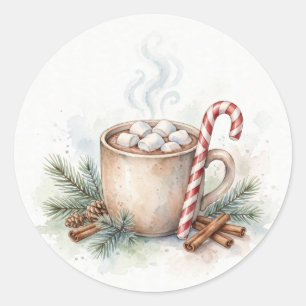 Autocollant de Noël au cacao chaud Cozy Watercolor