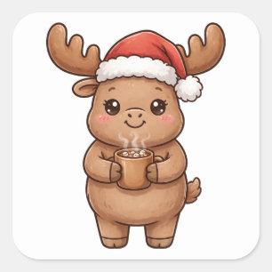 Autocollant de Noël avec un chapeau de Père Noël e