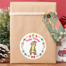 Autocollant de Noël avec un chapeau de Père Noël p