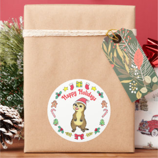 Autocollant de Noël avec un chapeau de Père Noël p