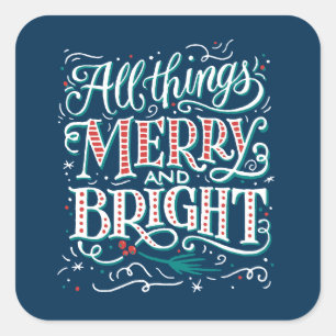 Autocollant de Noël Blue All Things Merry & Bright