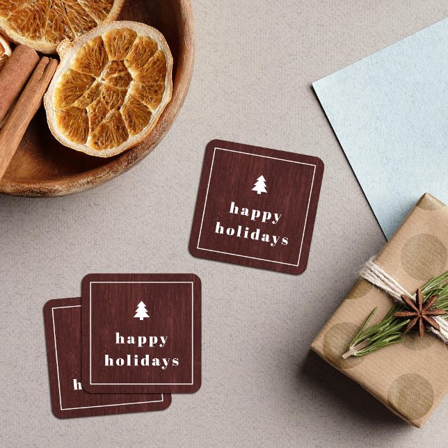 Autocollant de Noël Bois de Grange Rustique Rouge (Créateur téléchargé)