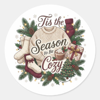 Autocollant de Noël C'est la Saison d'être Cozy