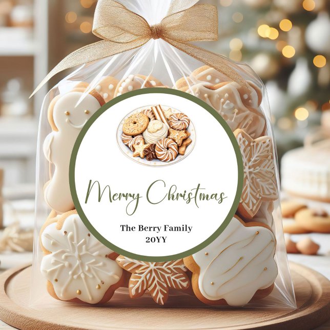 Autocollant de Noël chic neutre nom de famille per (Chic Neutral Christmas Custom Family Name Sticker

)
