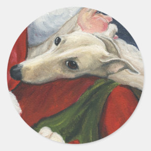 Autocollant de Noël d'art de lévrier et de chien