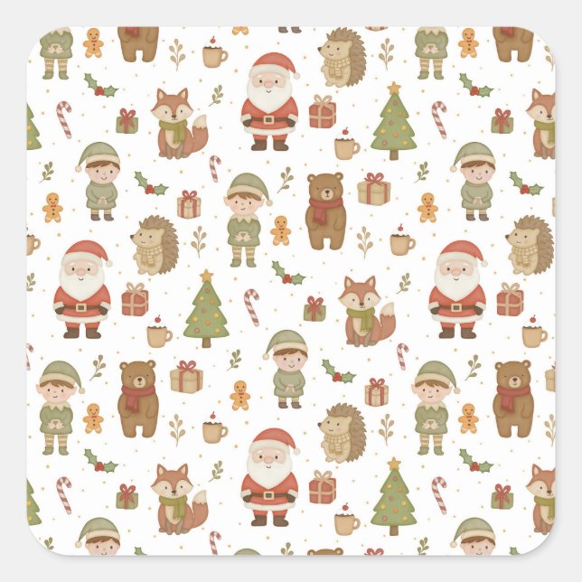 Autocollant de Noël de forêt dessiné à la main (Devant)