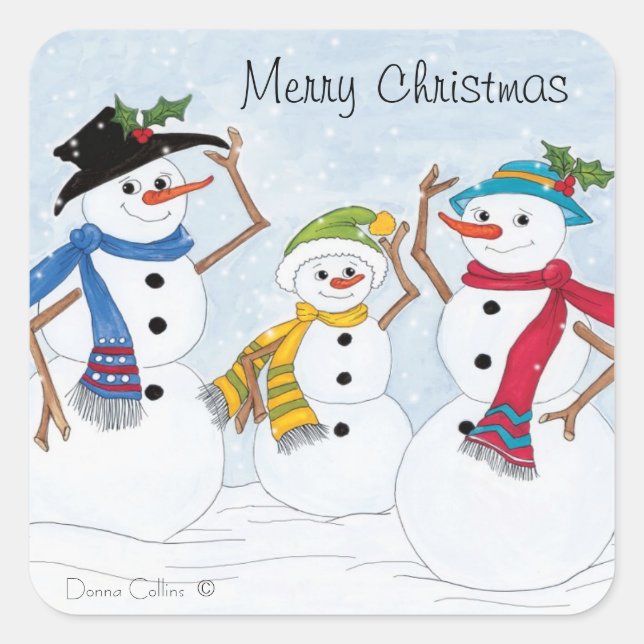 Autocollant de Noël de la famille Snowman (Devant)