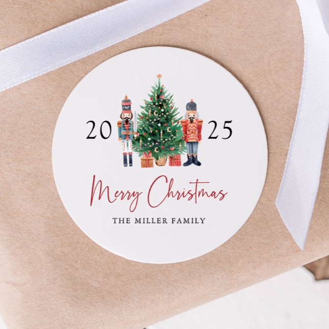 Autocollant de Noël de Nutcracker (2025 Nutcracker Round Merry Christmas Sticker by Painted Paperie
)