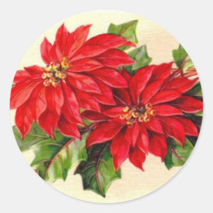 Autocollant de Noël de Poinsettia victorienne
