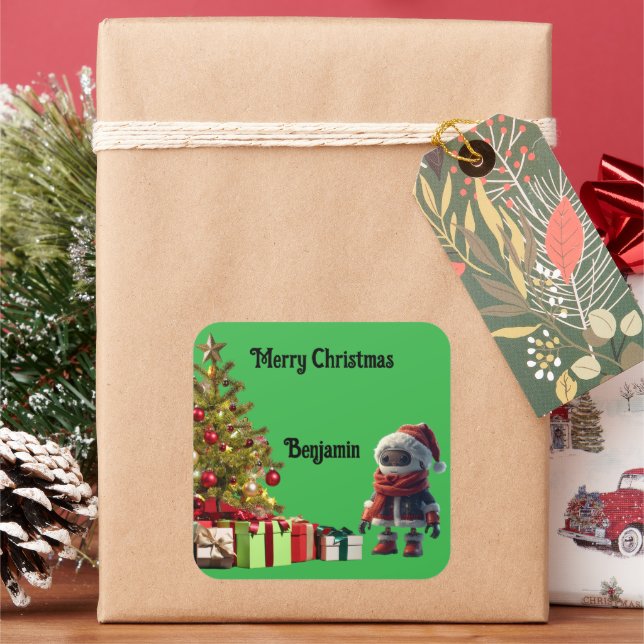 Autocollant de Noël de robot mignon (vacances)