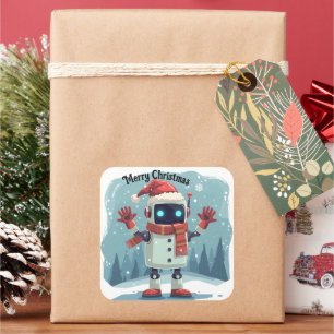 Autocollant de Noël de robot mignon