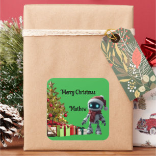 Autocollant de Noël de robot mignon