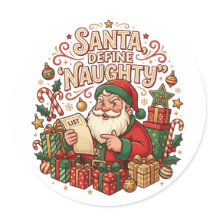 Autocollant de Noël drôle « Santa, définissez Naug