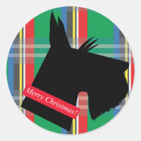 Autocollant de Noël écossais Terrier Dog Plaid
