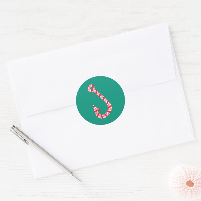 Autocollant de Noël en forme de hameçon de poisson (Enveloppe)
