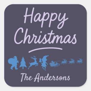 Autocollant de Noël en silhouette bleue
