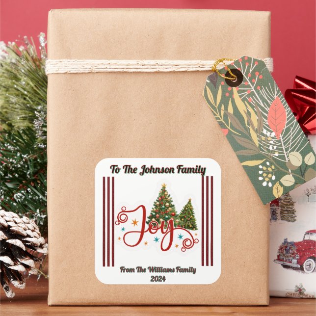 Autocollant de Noël festif avec des arbres (vacances)