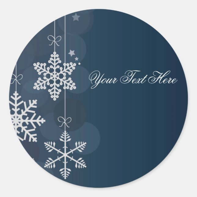 Autocollant de Noël flocon de neige bleu et blanc (Devant)