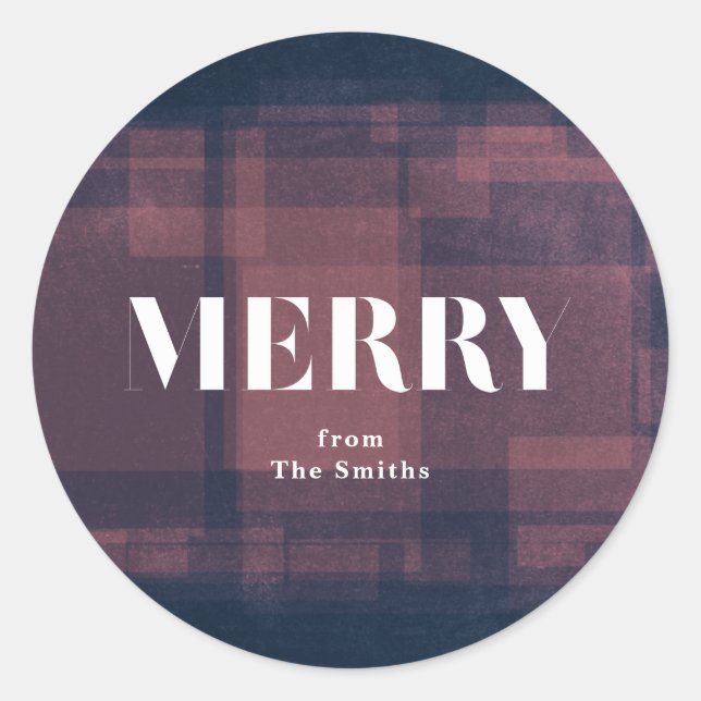 Autocollant de Noël gras Merry Navy Chalk (Devant)