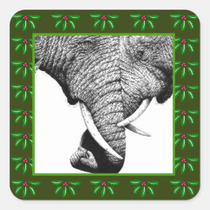 Autocollant de Noël Holly Leaf pour les éléphants 