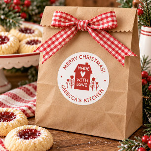 Autocollant de Noël Joyeux fait avec amour Cuisine