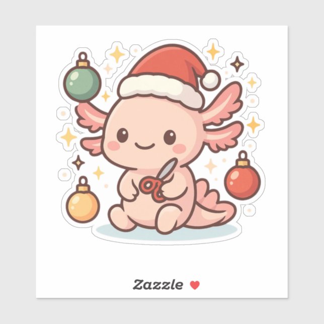 Autocollant de Noël mignon d'Axolotl – Ornement de (Feuille)