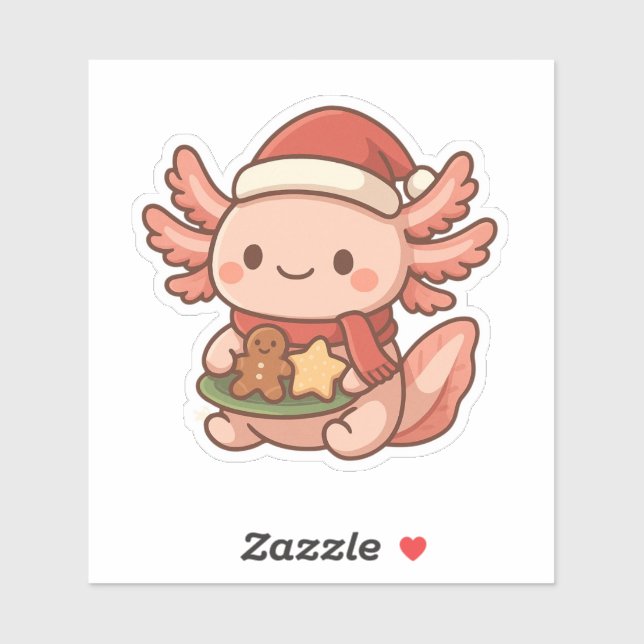 Autocollant de Noël mignon d'Axolotl | Vacances Ka (Feuille)