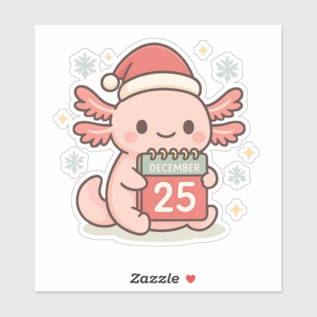 Autocollant de Noël mignon d'Axolotl | Vacances Ka (Feuille)
