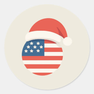 Autocollant de Noël militaire Santa Drapeau améric