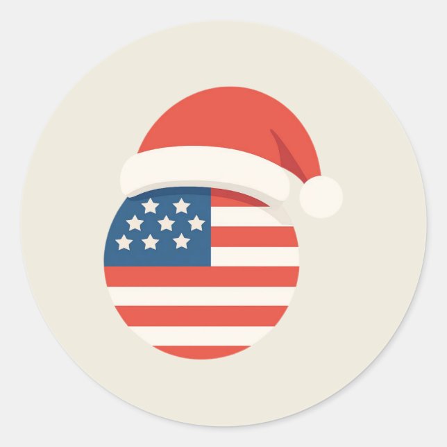 Autocollant de Noël militaire Santa Drapeau améric (Devant)