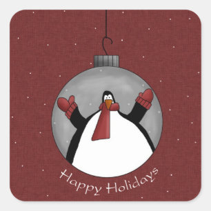 Autocollant de Noël Ornement Pingouin