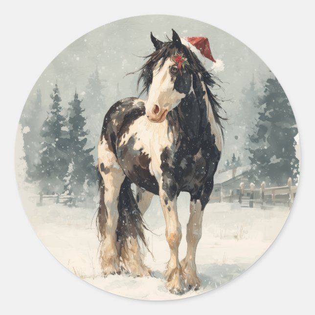 Autocollant de Noël Paint Horse (Devant)