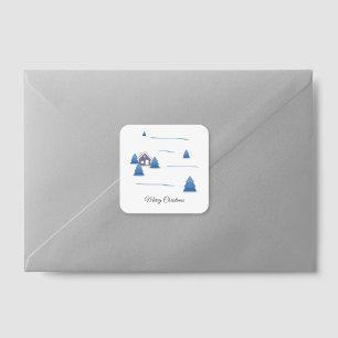 Autocollant de Noël - Paysage enneigé aquarelle