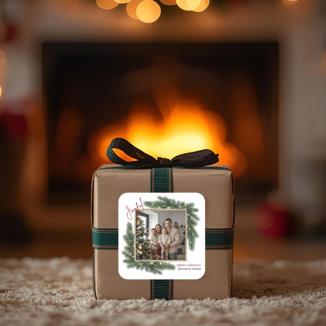 Autocollant de Noël personnalisé avec photo de fam (Créateur téléchargé)
