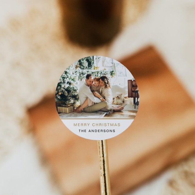 Autocollant de Noël Photo Étiquette de Fête Minima (Créateur téléchargé)