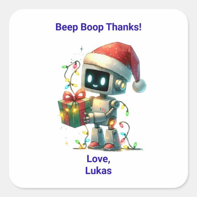 Autocollant de Noël pour anniversaire de robot (Devant)