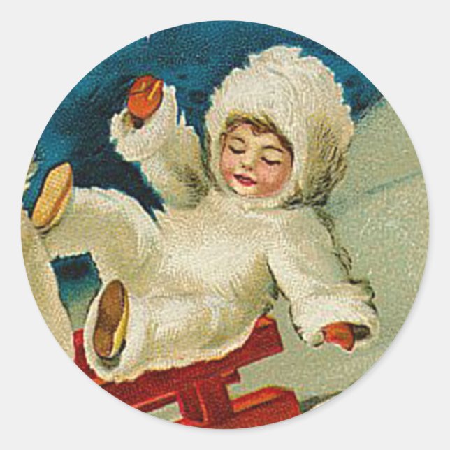 Autocollant de Noël pour bébé de neige victorien (Devant)
