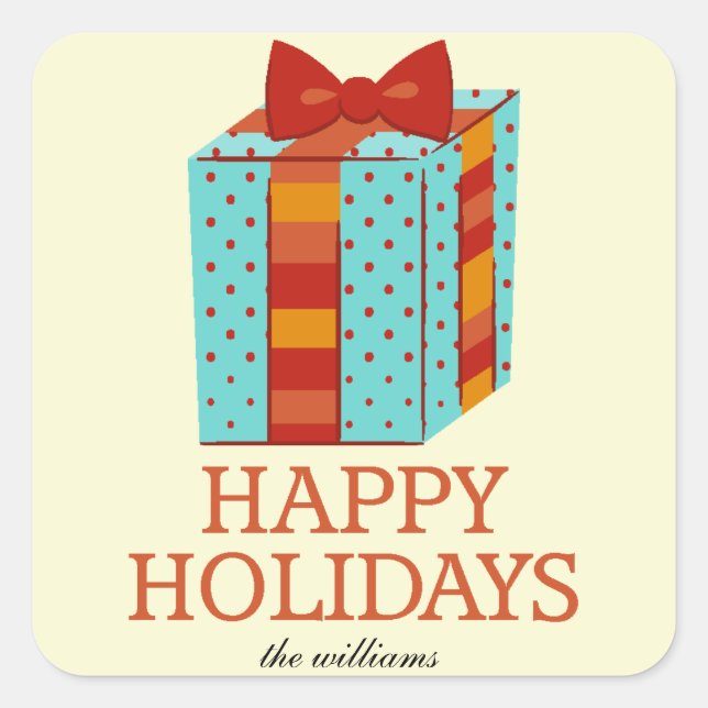 Autocollant de Noël pour boîte cadeau Retro (Devant)